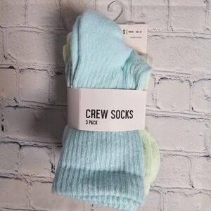 DSG YOUTH Crew Socks 3 Pack Marled Blue Green Tofu Size S 13K-4Y NEW